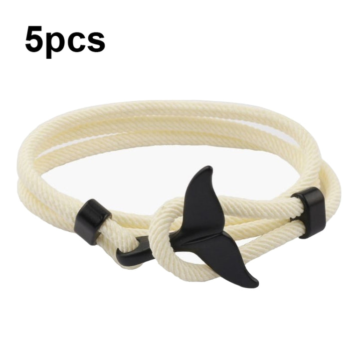 5pcs Whale Tail Braided Hand Rope Double Live Buckle Adjustable Bracelet, 5pcs Red, 5pcs Black, 5pcs Light Blue, 5pcs Beige, 5pcs Pink, 5pcs Yellow, 5pcs Red Wine, 5pcs Navy, 5pcs Khaki