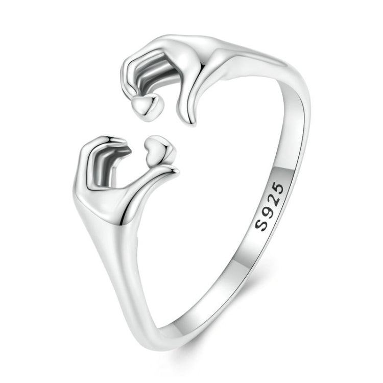 Sterling Silver S925 Heart Gesture Opening Romantic Ring, SCR902