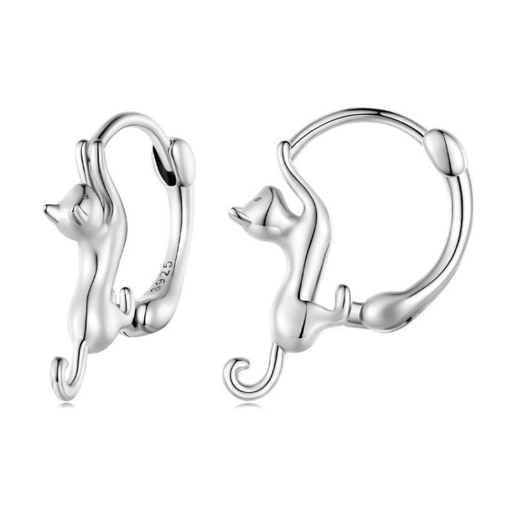 Sterling Silver S925 Diamond Stretch Cat Stretch Earrings, Size:, Small Platinum Plated, Large Platinum Plated, Large Gold Plated, Large Black Gold Plated, Large Rose Gold Plated