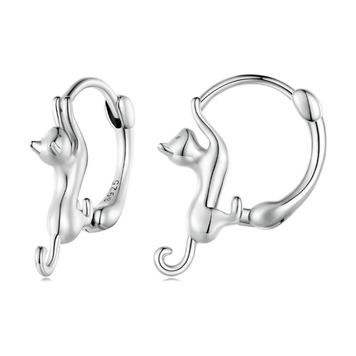 Sterling Silver S925 Diamond Stretch Cat Stretch Earrings, Size:, Small Platinum Plated, Large Platinum Plated, Large Gold Plated, Large Black Gold Plated, Large Rose Gold Plated