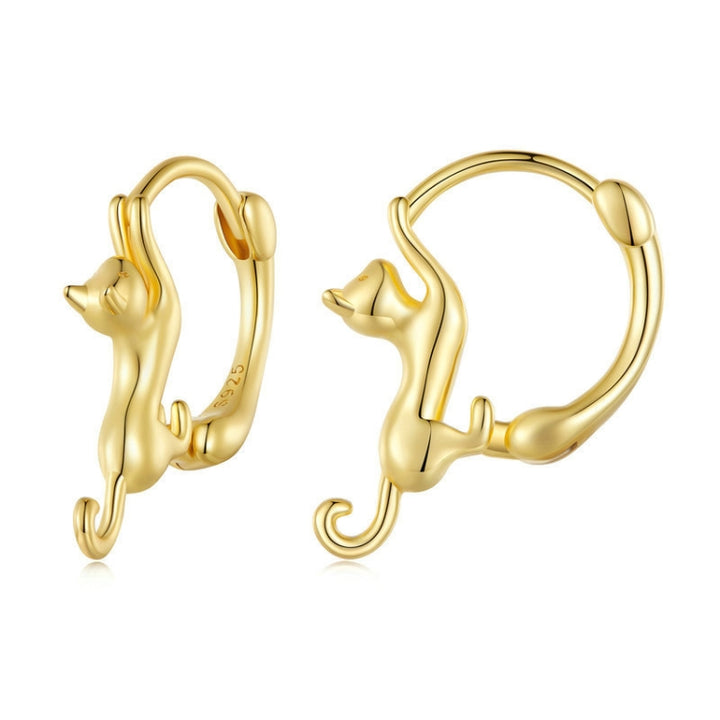 Sterling Silver S925 Diamond Stretch Cat Stretch Earrings, Size:, Small Platinum Plated, Large Platinum Plated, Large Gold Plated, Large Black Gold Plated, Large Rose Gold Plated