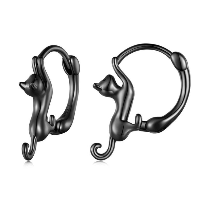 Sterling Silver S925 Diamond Stretch Cat Stretch Earrings, Size:, Small Platinum Plated, Large Platinum Plated, Large Gold Plated, Large Black Gold Plated, Large Rose Gold Plated