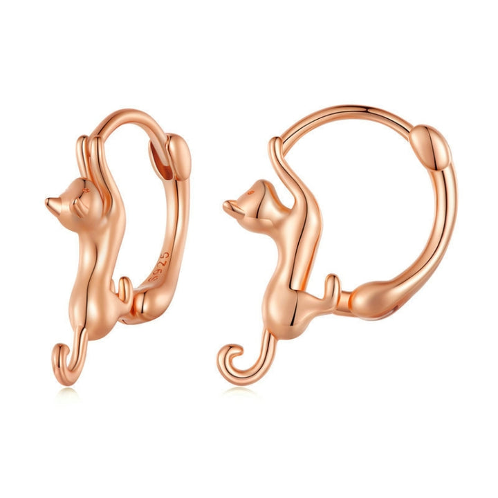 Sterling Silver S925 Diamond Stretch Cat Stretch Earrings, Size:, Small Platinum Plated, Large Platinum Plated, Large Gold Plated, Large Black Gold Plated, Large Rose Gold Plated