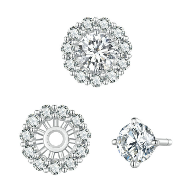 Sterling Silver S925 Round Moissanite Detachable Stud Earrings, MSE010