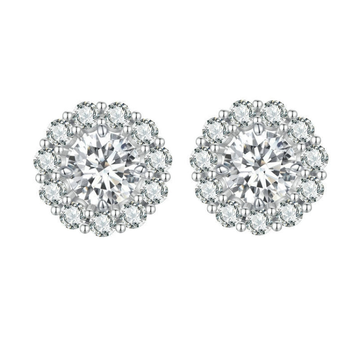 Sterling Silver S925 Round Moissanite Detachable Stud Earrings, MSE010