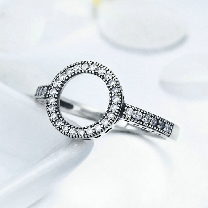 2 PCS Alloy Lucky Circle Diamond Halo Rings, 6, 7, 8, 9, 10