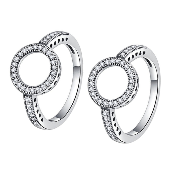 2 PCS Alloy Lucky Circle Diamond Halo Rings, 6, 7, 8, 9, 10