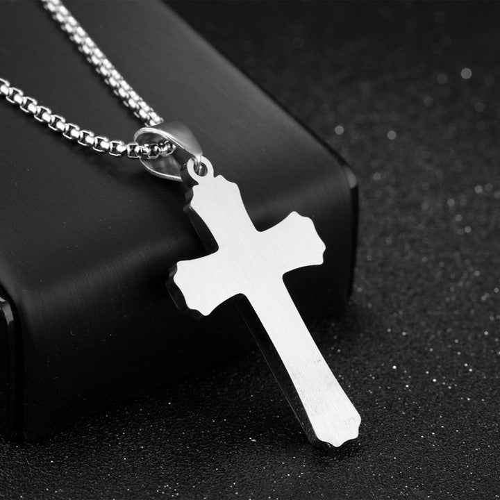 1213 Three Layer Cross Necklace Titanium Steel Men Necklace, Steel Color Pendant+3x55cm Pearl Chain, Black Pendant+3x55cm Pearl Chain, Gold Pendant+3x55cm Pearl Chain, Steel Color Single Pendant, Black Single Pendant, Gold Single Pendant