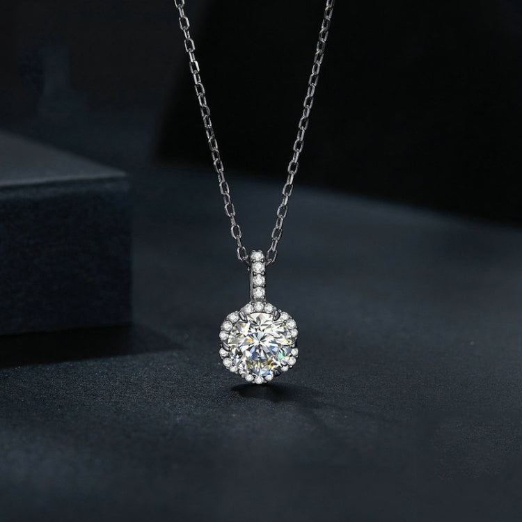 Sterling Silver S925 White Gold Plated Zircon Moissanite Necklace, MSN007