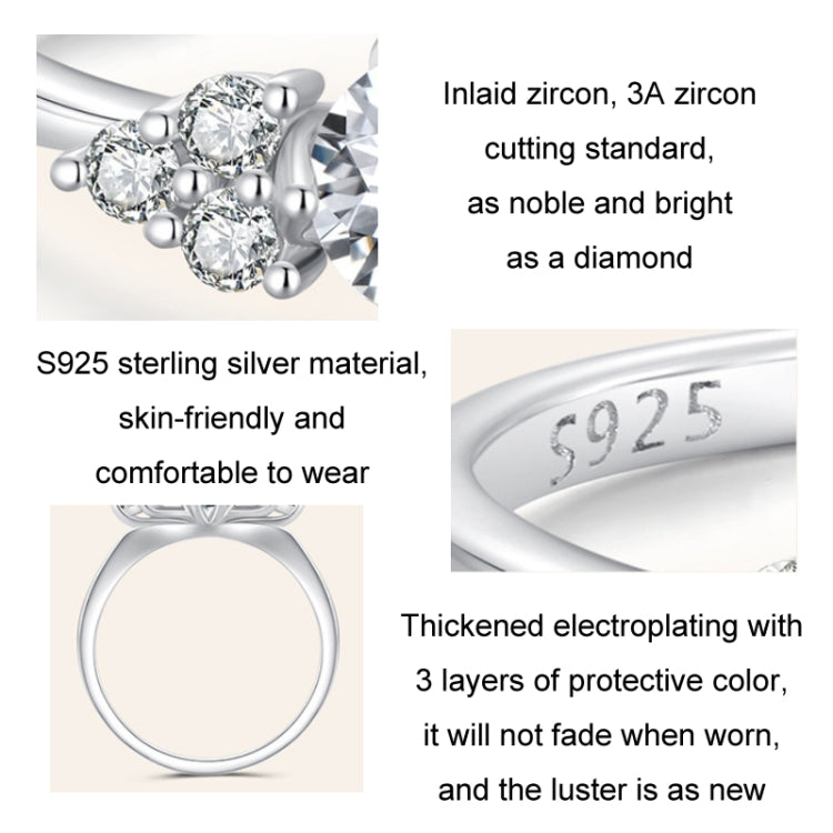 Sterling Silver S925 Sparkling White Gold Plated Moissanite Heart Ring, MSR016