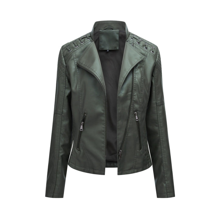 Women Short Leather Jacket Slim Jacket Motorcycle Suit, S, M