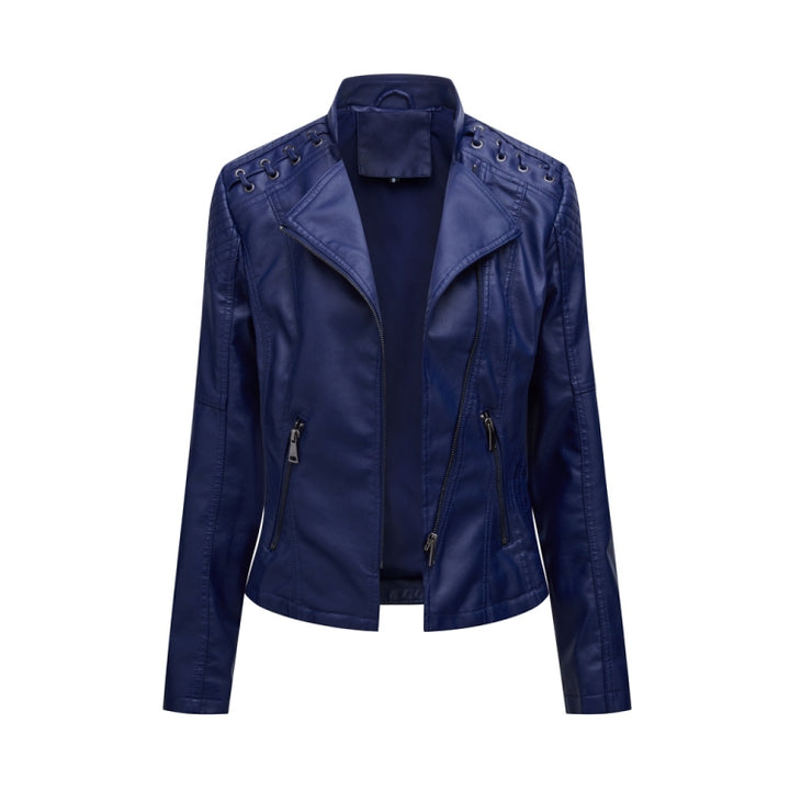 Women Short Leather Jacket Slim Jacket Motorcycle Suit, L, XL