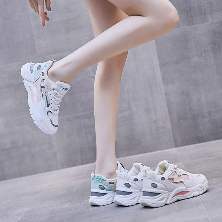 811-1 Spring Breathable Casual Shoes Leather-paneled Mesh Ladies Sports Shoes, 35, 36, 37, 38, 39, 40