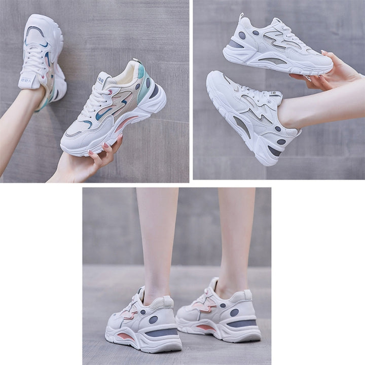 811-1 Spring Breathable Casual Shoes Leather-paneled Mesh Ladies Sports Shoes, 35, 36, 37, 38, 39, 40