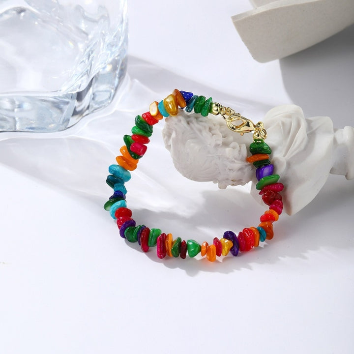 Women Boho Natural Gravel Beaded Bracelet Anklet