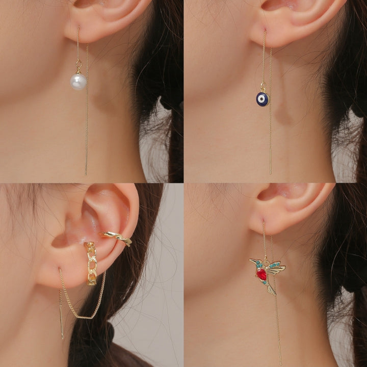 Long Ear Wire Women Simple Earrings, E2104-4 Red Bird, E2104-5 Blue Bird, E2210-1 Dual Ball C Clip, E2210-2 Pearl, E2210-3 Vermiculite, E2210-4 Crystal, E2210-5 Eyes, E2210-6 Moon, E2210-7 Four-pointed Star, E2210-8 Love, E2210-9 Bee, E2210-10 Butterfly