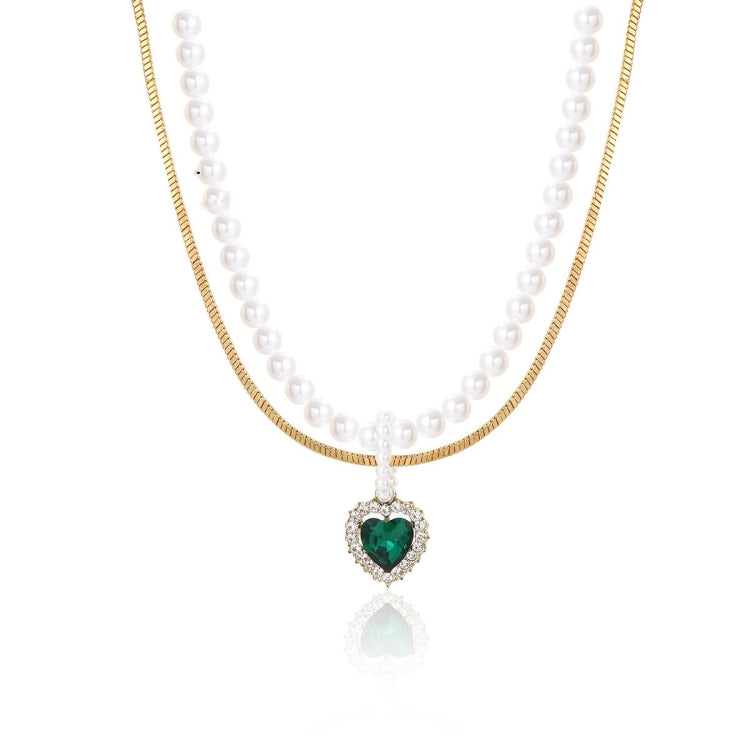 Ladies Temperament Necklace Collarbone Chain, N2210-7 Pearl Chain Love, N2210-8 Thick Chain Love, N2209-2 Light Drilling Love, N2209-11 Colorful Love, N2209-5 Double-layer Green Love, N2209-1 Twist Stick Square Pearl, N2209-6 Oval White Flower