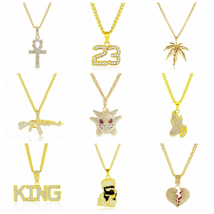 Exaggerated Hip Hop Style Necklace Collarbone Chains, 1010400301 Gold Column, 1010400302 Silver Column, 1010400401 Full Score, 1010400501  YRN, 1010401102 AK47, 1010401202 Crown Lion Head, 1010401301 Prayer, 1010401302 Handheld, 11010401401 Micro