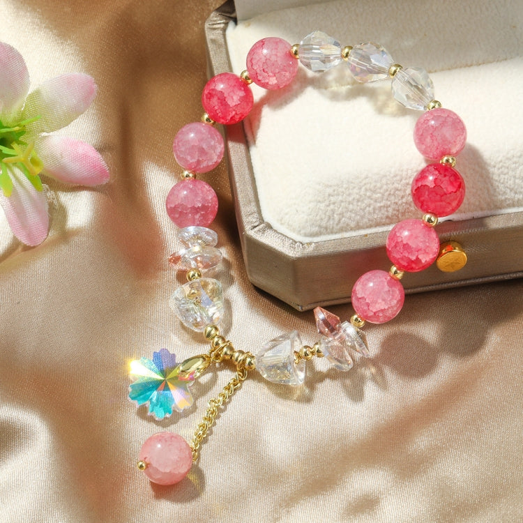 Crystal Beaded Bracelet Ladies Natural Crystal Bracelet, S2207-1 AB Transparent, S2204-1 Pink, S2203-5 Purple, S2204-3 Pink Opal, S2204-2 Blue Opal, S2204-6 Orange+Butterfly, S2204-7 White+Butterfly, S2204-5 Pink Opal, S2203-4 Water Blue+Dolphin