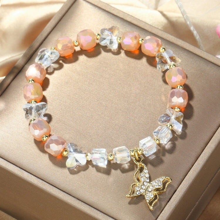 Crystal Beaded Bracelet Ladies Natural Crystal Bracelet, S2207-1 AB Transparent, S2204-1 Pink, S2203-5 Purple, S2204-3 Pink Opal, S2204-2 Blue Opal, S2204-6 Orange+Butterfly, S2204-7 White+Butterfly, S2204-5 Pink Opal, S2203-4 Water Blue+Dolphin