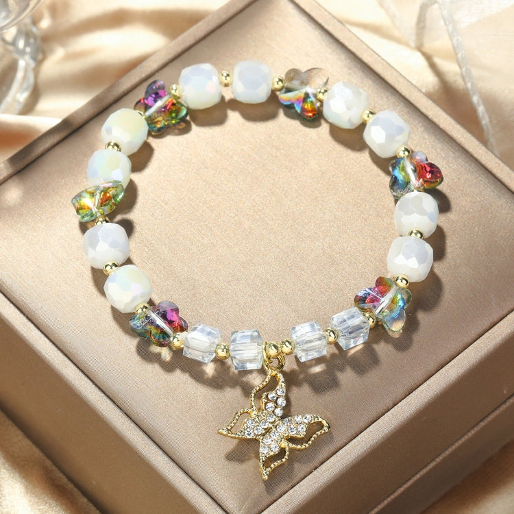 Crystal Beaded Bracelet Ladies Natural Crystal Bracelet, S2207-1 AB Transparent, S2204-1 Pink, S2203-5 Purple, S2204-3 Pink Opal, S2204-2 Blue Opal, S2204-6 Orange+Butterfly, S2204-7 White+Butterfly, S2204-5 Pink Opal, S2203-4 Water Blue+Dolphin