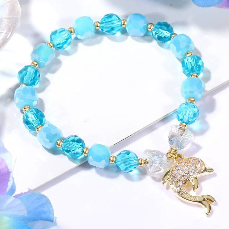 Crystal Beaded Bracelet Ladies Natural Crystal Bracelet, S2207-1 AB Transparent, S2204-1 Pink, S2203-5 Purple, S2204-3 Pink Opal, S2204-2 Blue Opal, S2204-6 Orange+Butterfly, S2204-7 White+Butterfly, S2204-5 Pink Opal, S2203-4 Water Blue+Dolphin