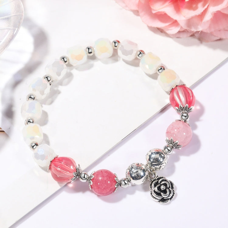 Crystal Beaded Bracelet Ladies Natural Crystal Bracelet, S2207-1 AB Transparent, S2204-1 Pink, S2203-5 Purple, S2204-3 Pink Opal, S2204-2 Blue Opal, S2204-6 Orange+Butterfly, S2204-7 White+Butterfly, S2204-5 Pink Opal, S2203-4 Water Blue+Dolphin