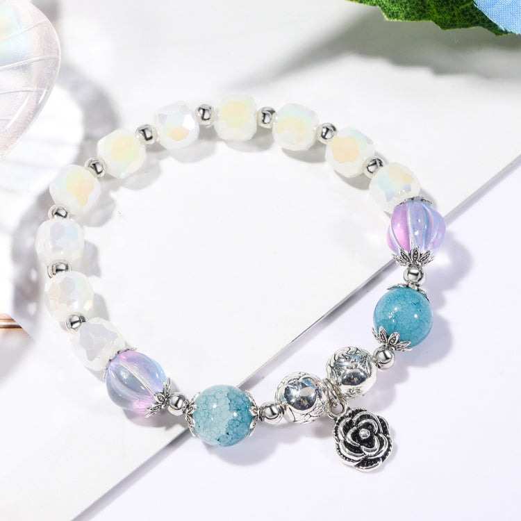 Crystal Beaded Bracelet Ladies Natural Crystal Bracelet, S2207-1 AB Transparent, S2204-1 Pink, S2203-5 Purple, S2204-3 Pink Opal, S2204-2 Blue Opal, S2204-6 Orange+Butterfly, S2204-7 White+Butterfly, S2204-5 Pink Opal, S2203-4 Water Blue+Dolphin