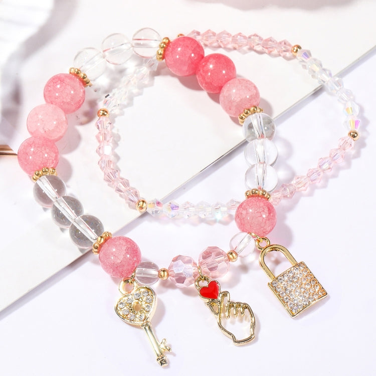 Crystal Beaded Bracelet Ladies Natural Crystal Bracelet, S2207-1 AB Transparent, S2204-1 Pink, S2203-5 Purple, S2204-3 Pink Opal, S2204-2 Blue Opal, S2204-6 Orange+Butterfly, S2204-7 White+Butterfly, S2204-5 Pink Opal, S2203-4 Water Blue+Dolphin