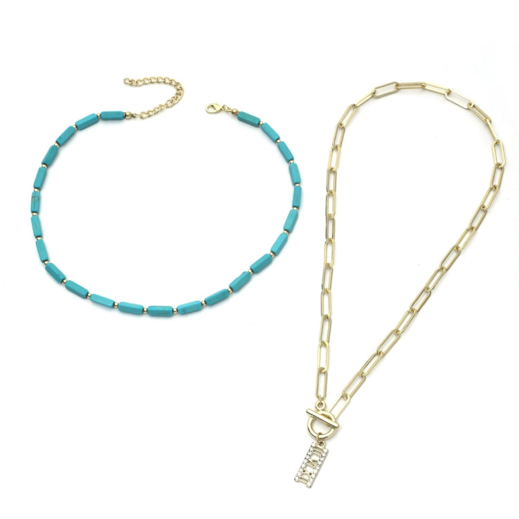 Natural Turquoise Accessories Ladies Jewelry, N2206-5 Bailan Pine Necklace, S2203-11 Bracelet, N2206-6 2pcs/set Rectangular Necklace, 2pcs/set Necklace + Earrings, 3pcs/set Necklace + Bracelet + Earrings