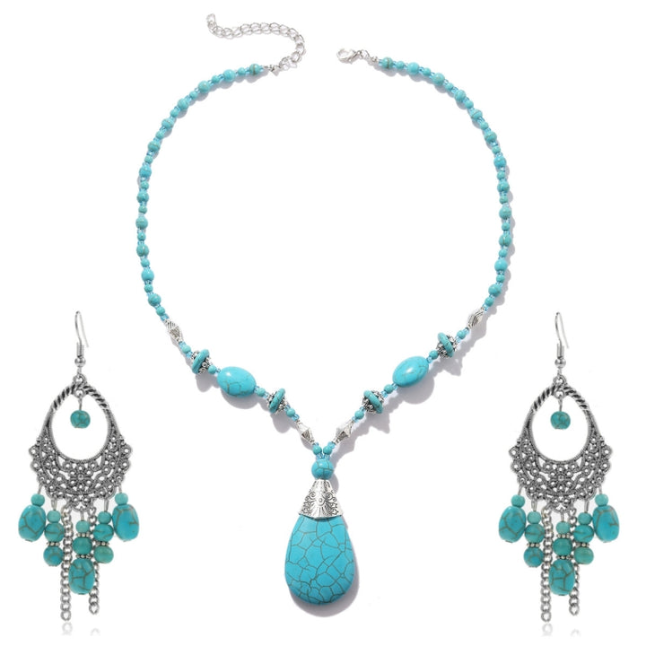 Natural Turquoise Accessories Ladies Jewelry, N2206-5 Bailan Pine Necklace, S2203-11 Bracelet, N2206-6 2pcs/set Rectangular Necklace, 2pcs/set Necklace + Earrings, 3pcs/set Necklace + Bracelet + Earrings