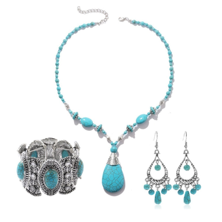 Natural Turquoise Accessories Ladies Jewelry, N2206-5 Bailan Pine Necklace, S2203-11 Bracelet, N2206-6 2pcs/set Rectangular Necklace, 2pcs/set Necklace + Earrings, 3pcs/set Necklace + Bracelet + Earrings