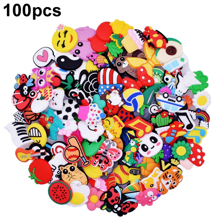 100pcs PVC Plastic Shoes Flowers Cartoon Cave Shoes Buckle, Style Random Delivery, Style Random Delivery