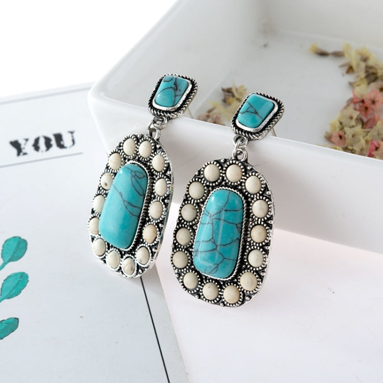 925 Antique Silver Plated Turquoise Earrings, EA094