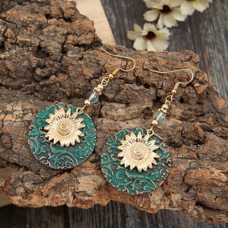 Vintage Bohemian Two Layer Sunflower Vintage Earrings, EA584