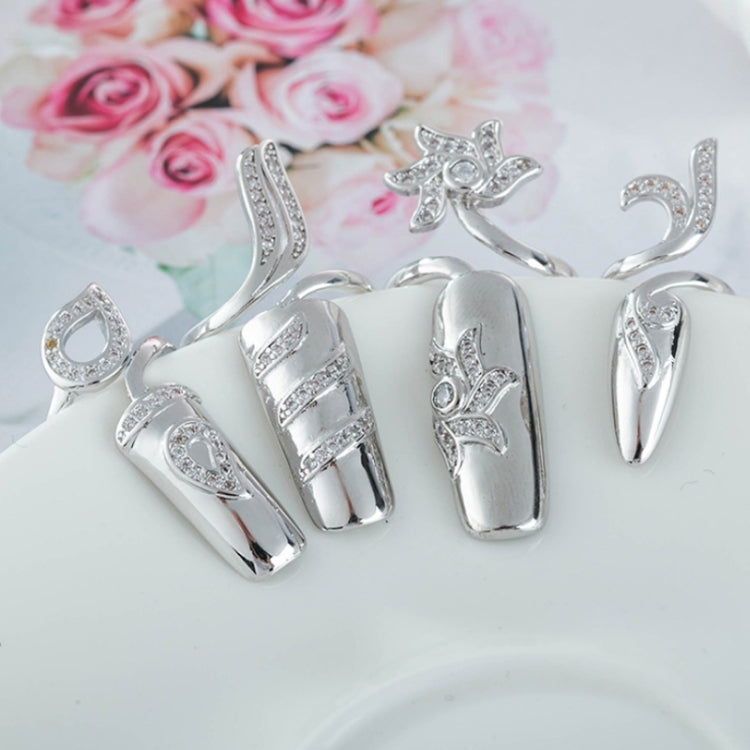 Diamond Nail Cap Jewelry Open Ring, Color: Gold Little Finger, Silver Index Finger, Silver Middle Finger, Silver Ring Finger, Silver Little Finger, Gold Index Finger, Gold Middle Finger, Gold Ring Finger, Gold Little Finger