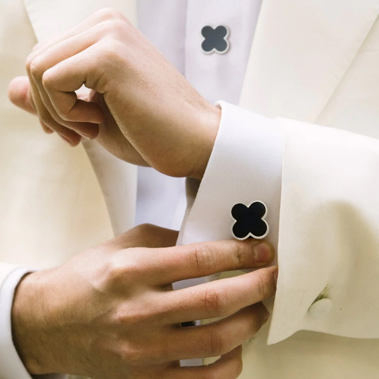 Men Clover Rose Pattern Cufflinks, Color: Red Strawberry, Silver Clover, Black Clover, Red Clover, Silver Maple Leaf, Gold Maple Leaf, Red Rose, Black Flower Pattern, Wine Red Silver Pattern, Black Cloud Pattern, Gold Cloud Pattern, Silver Laser Flower