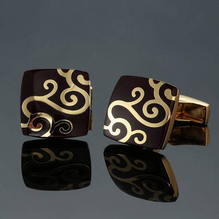 Men Clover Rose Pattern Cufflinks, Color: Red Strawberry, Silver Clover, Black Clover, Red Clover, Silver Maple Leaf, Gold Maple Leaf, Red Rose, Black Flower Pattern, Wine Red Silver Pattern, Black Cloud Pattern, Gold Cloud Pattern, Silver Laser Flower