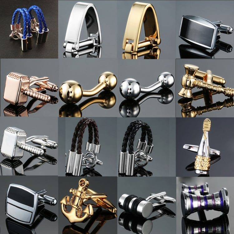 Men Brass Plated Shirt Cufflinks, Color: Silver Cross Flower, Silver Cross Flower, Rose Gold Cross Flower, Black Double Leather Rope, Brown Double Leather Rope, Blue Double Leather Rope, Cylindrical Rope, Silver Ball, Gold Ball, Blue Purple Stripe