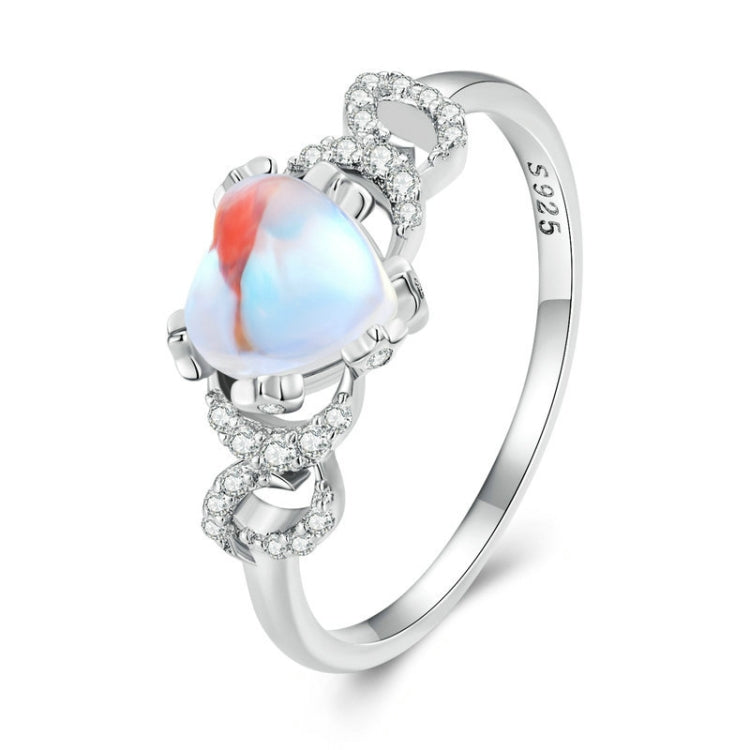 Sterling Silver S925 Heart Moonstone Ring, BSR369