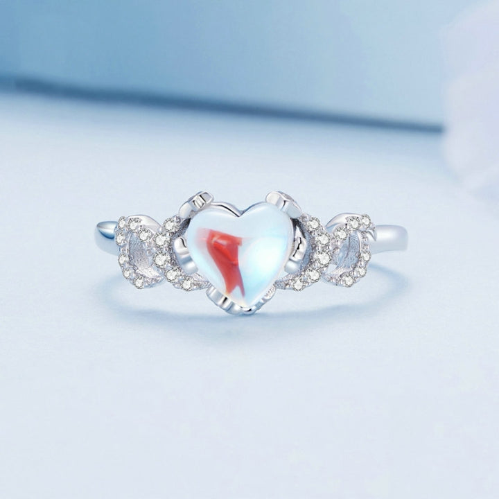 Sterling Silver S925 Heart Moonstone Ring, BSR369