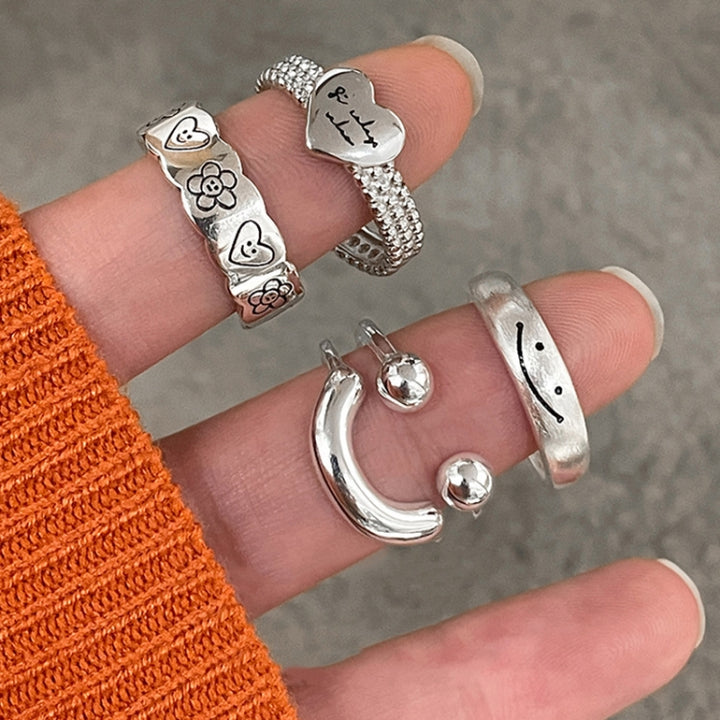 Happy Smile Face Love Wear Combination Ring, J3481, J3482, J3329, J2907, J2929, J2942, J3017, J3153, J3286, J3284, J2002, J2064, J2134