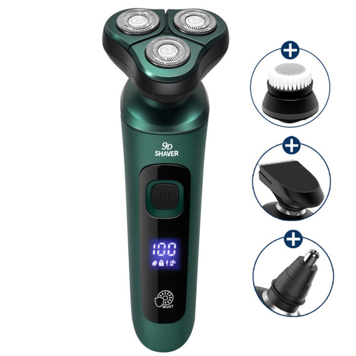 Smart Electric Shaver LCD Digital Display Three-head USB Rechargeable Floating Razor, Standard Version, 3 In 1, 4 In 1