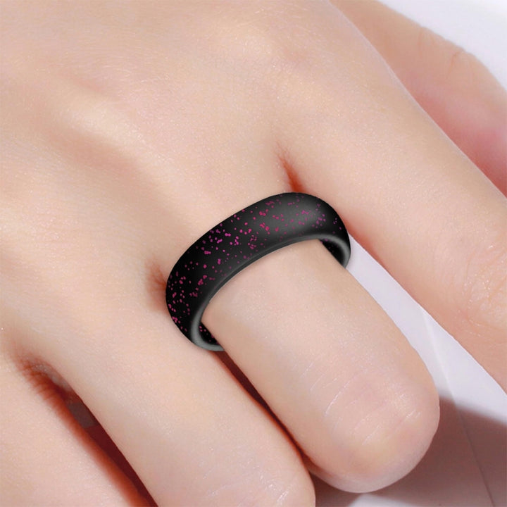 SH100 5.7mm Wide Silicone Ring Glitter Couple Ring, No.4, No.5, No.6