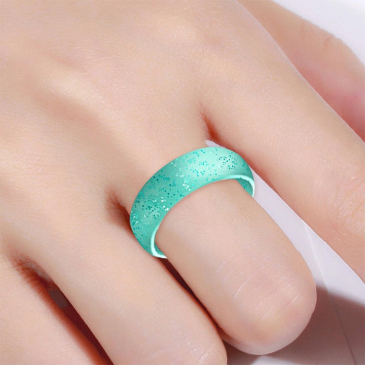 SH100 5.7mm Wide Silicone Ring Glitter Couple Ring, No.4, No.5, No.6