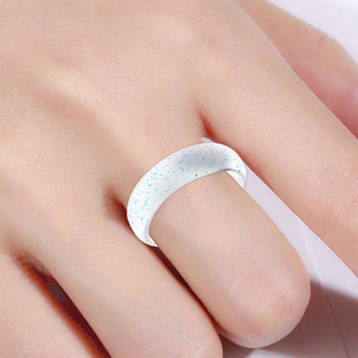 SH100 5.7mm Wide Silicone Ring Glitter Couple Ring, No.4, No.5, No.6