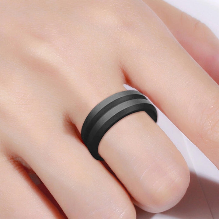 SiR053 V Shaped Grooved Edge Silicone Ring Outdoor Sports Couple Ring, No.7, No.8, No.9, No.10