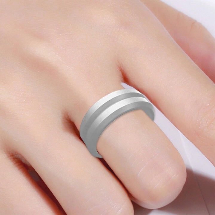 SiR053 V Shaped Grooved Edge Silicone Ring Outdoor Sports Couple Ring, No.7, No.8, No.9, No.10