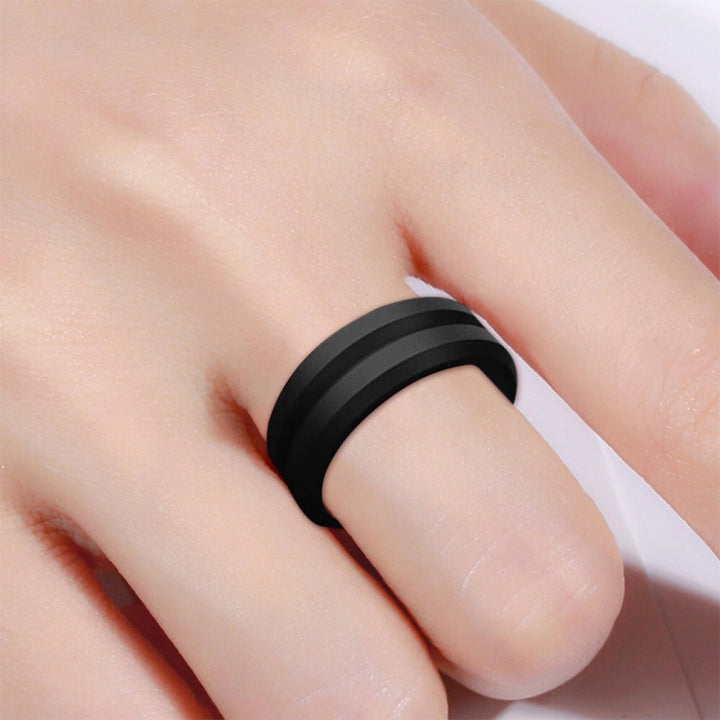 SiR053 V Shaped Grooved Edge Silicone Ring Outdoor Sports Couple Ring, No.7, No.8, No.9, No.10