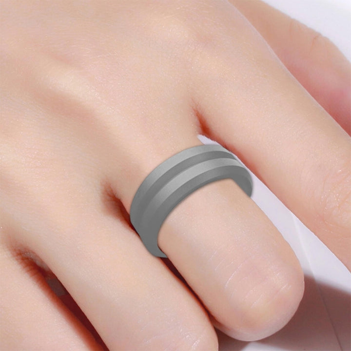 SiR053 V Shaped Grooved Edge Silicone Ring Outdoor Sports Couple Ring, No.7, No.8, No.9, No.10